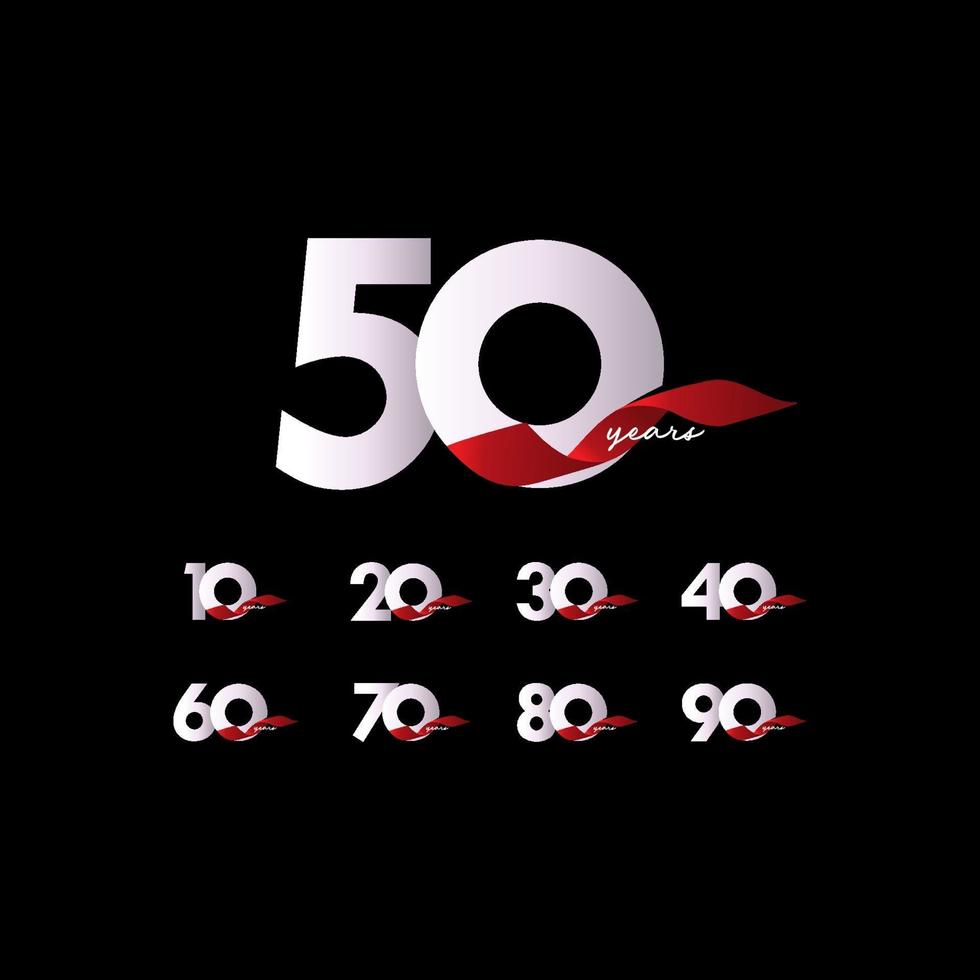 50 Years Anniversary Ribbon Celebration Vector Template Design Illustration