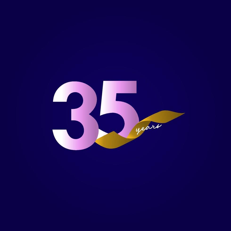 35 Years Anniversary Ribbon Celebration Vector Template Design Illustration