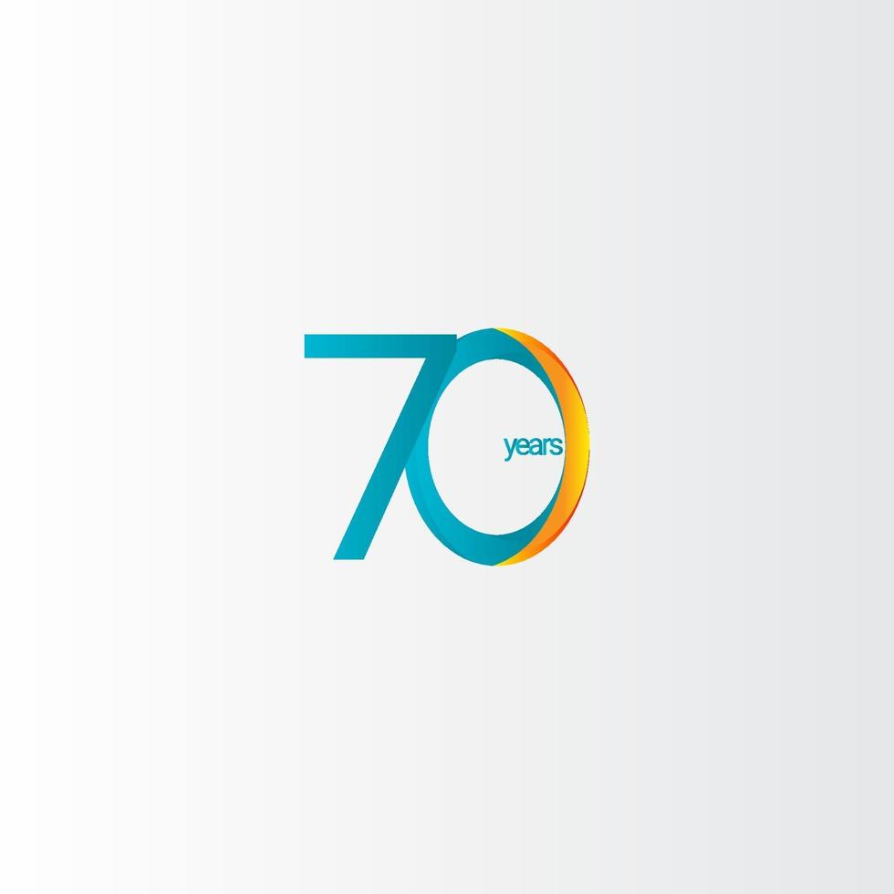 Ilustración de diseño de plantilla de vector degradado de celebración de aniversario de 70 años