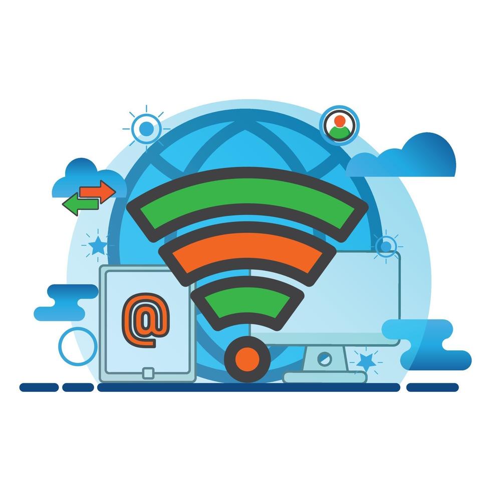wireless conection illustration. Flat vector icon