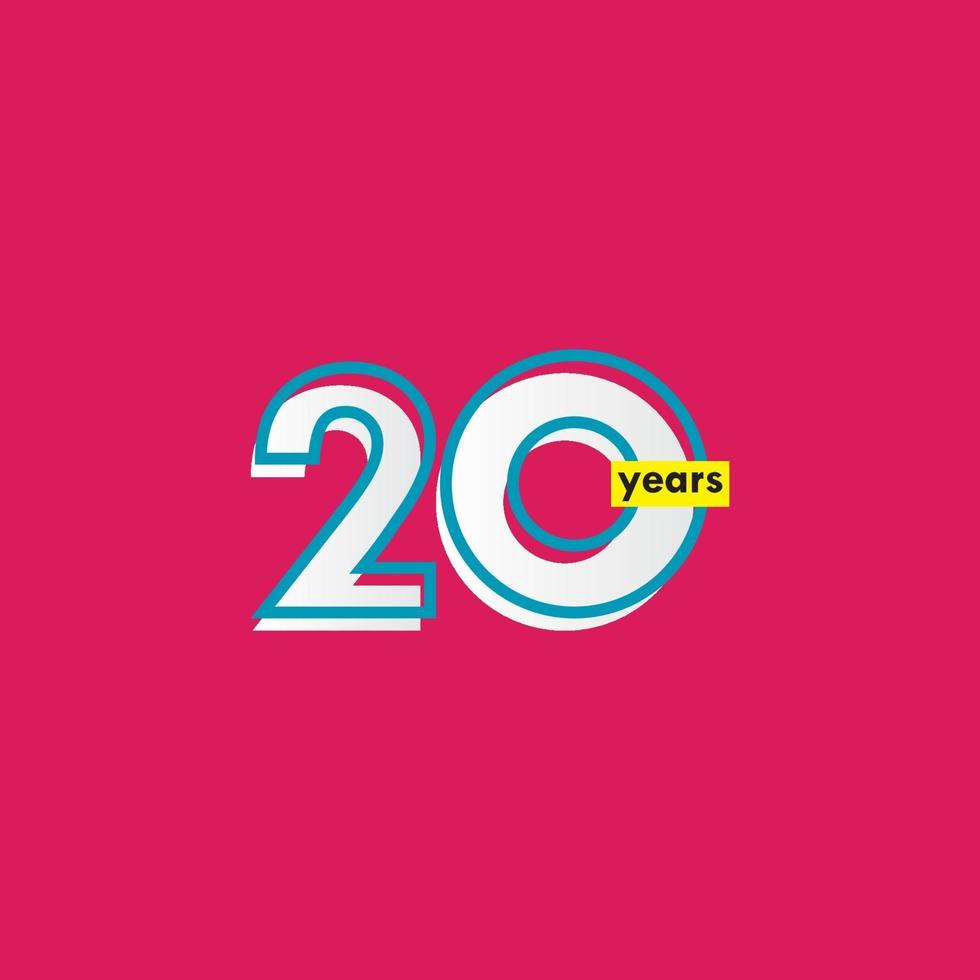 20 Years Anniversary Celebration Line Vector Template Design Illustration