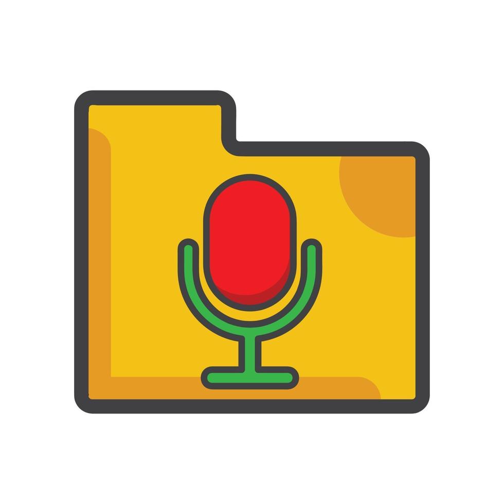 file folder with voice recorder icon vector