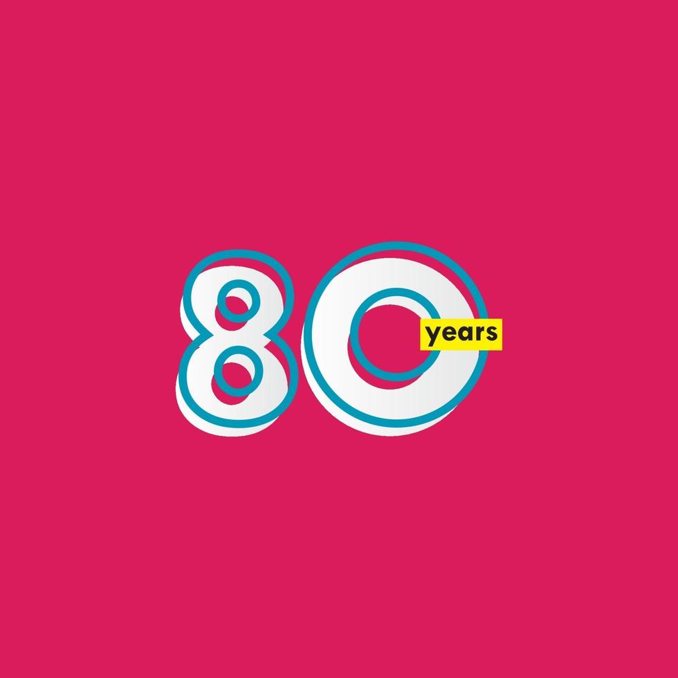 Ilustración de diseño de plantilla de vector de línea de celebración de aniversario de 80 años