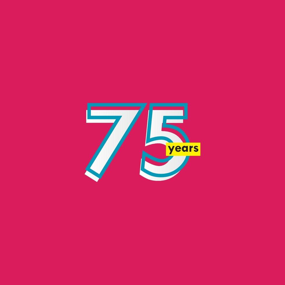 Ilustración de diseño de plantilla de vector de línea de celebración de aniversario de 75 años