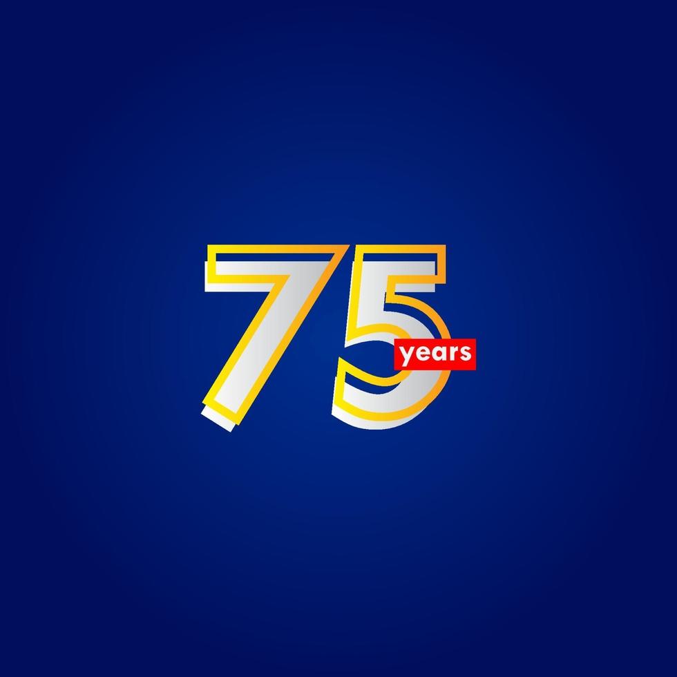 75 Years Anniversary Celebration Line Vector Template Design Illustration