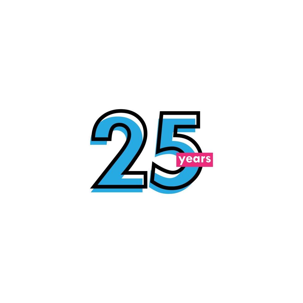 25 Years Anniversary Celebration Line Vector Template Design Illustration