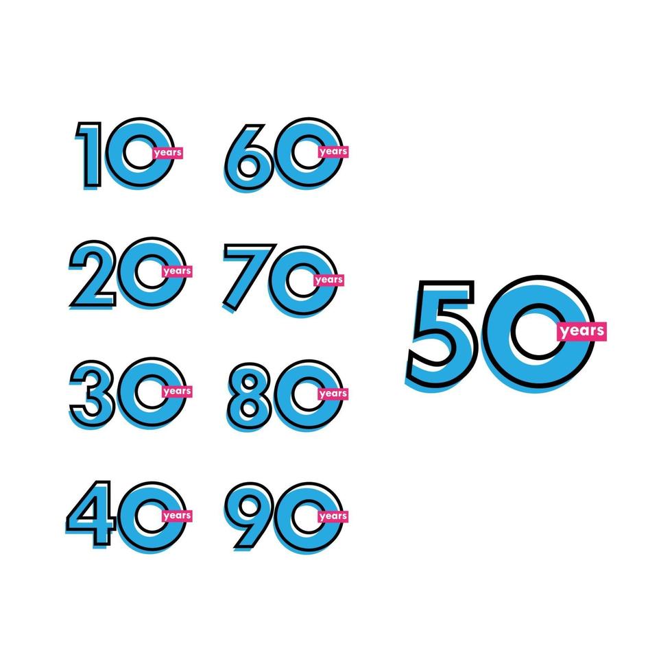 50 Years Anniversary Celebration Line Vector Template Design Illustration