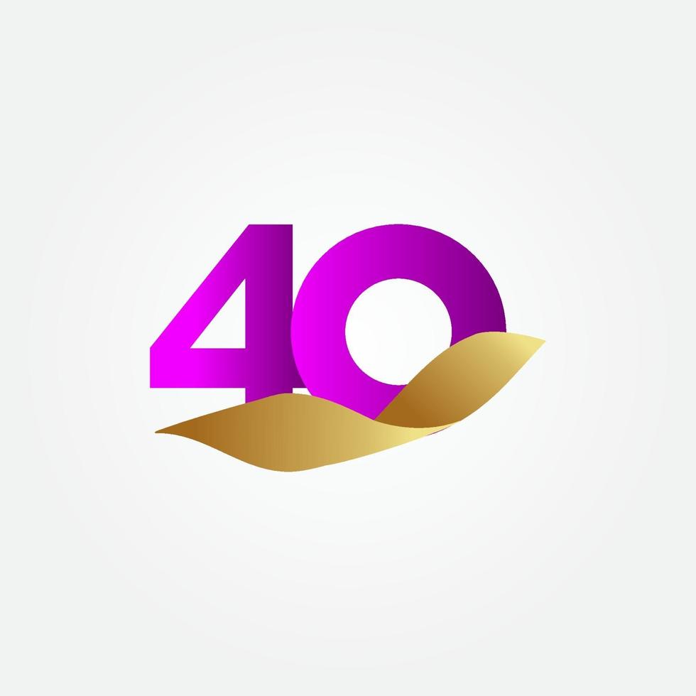 40 Years Anniversary Purple Celebration Vector Template Design Illustration