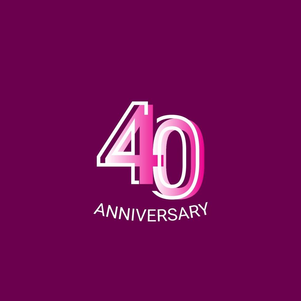 40 Years Anniversary Celebration Purple Line Vector Template Design Illustration