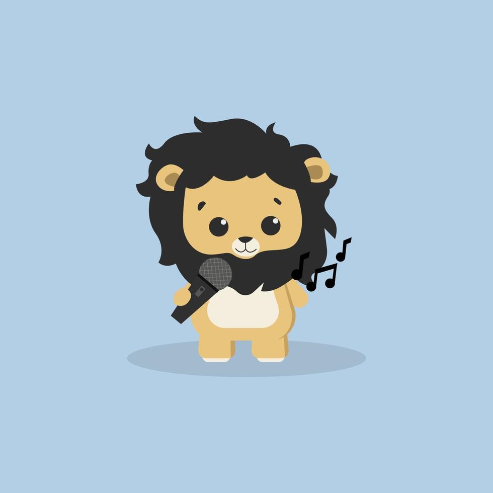 Illustration vector graphic cute lion is singing