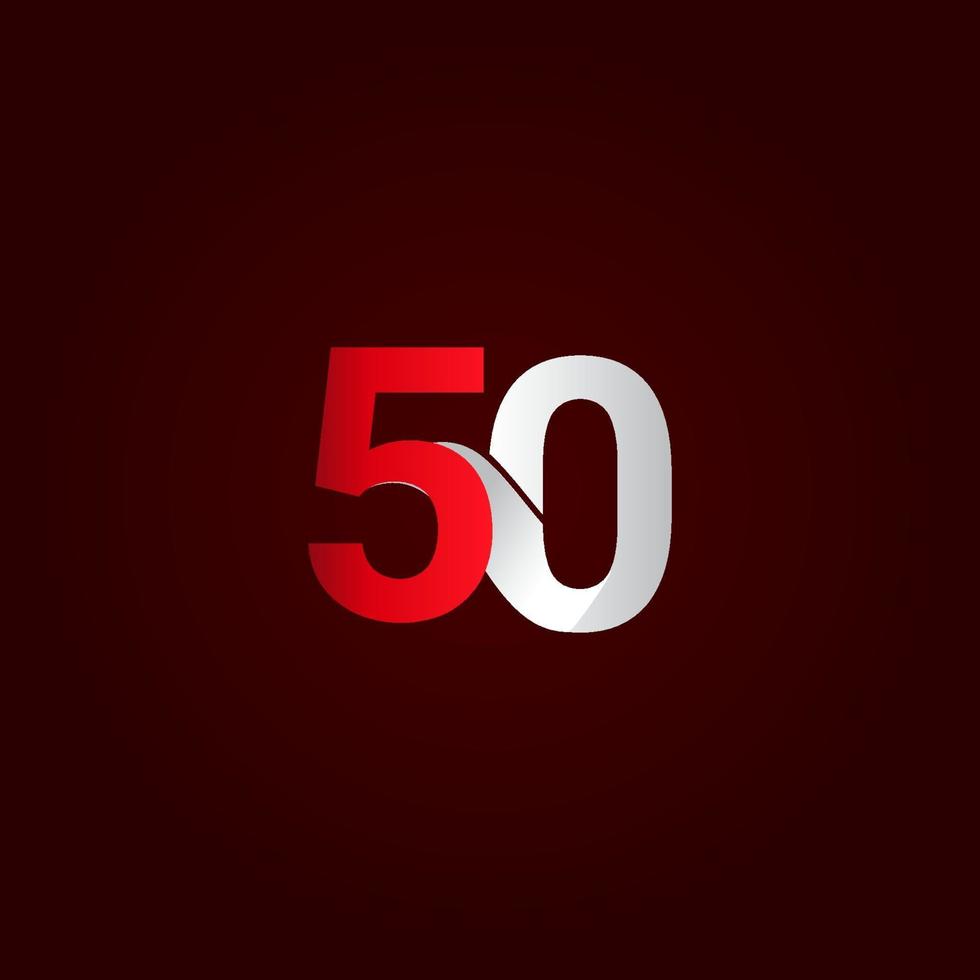 50 Years Anniversary Celebration Red White Number Vector Template Design Illustration