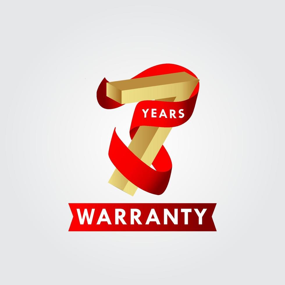 7 Years Warranty Ribbon Vector Template Design Illustration