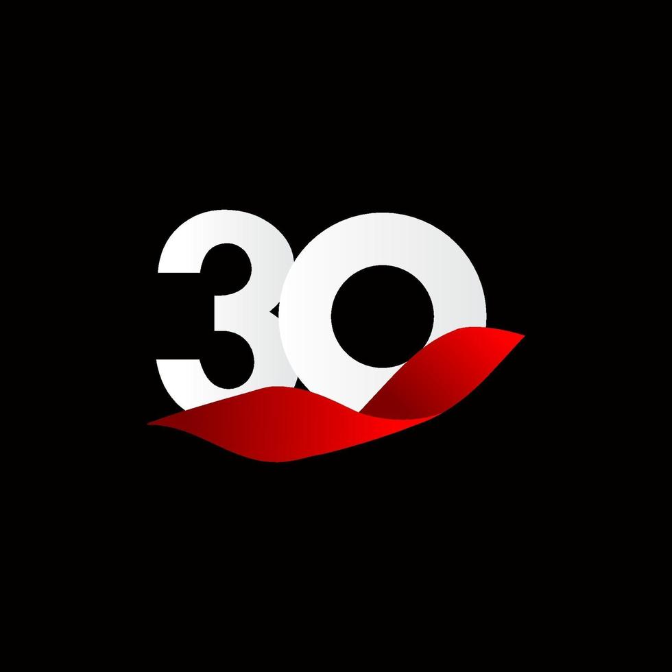 30 Years Anniversary White Celebration Vector Template Design Illustration