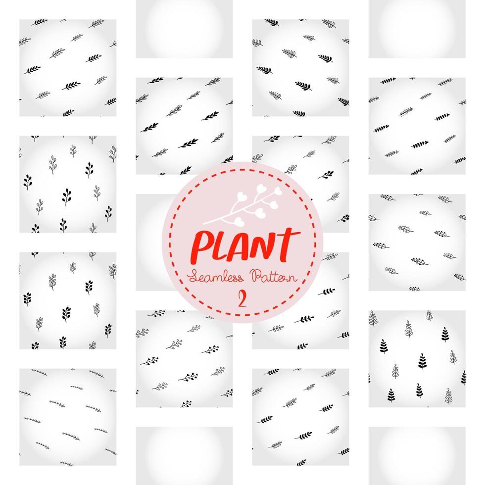 patrón de planta, papel digital de doodle de árbol dibujado a mano en blanco y negro, fondo de repetición de plantas abstractas, papel tapiz de vector de hierba monocromática, elemento decorativo de arbusto lindo