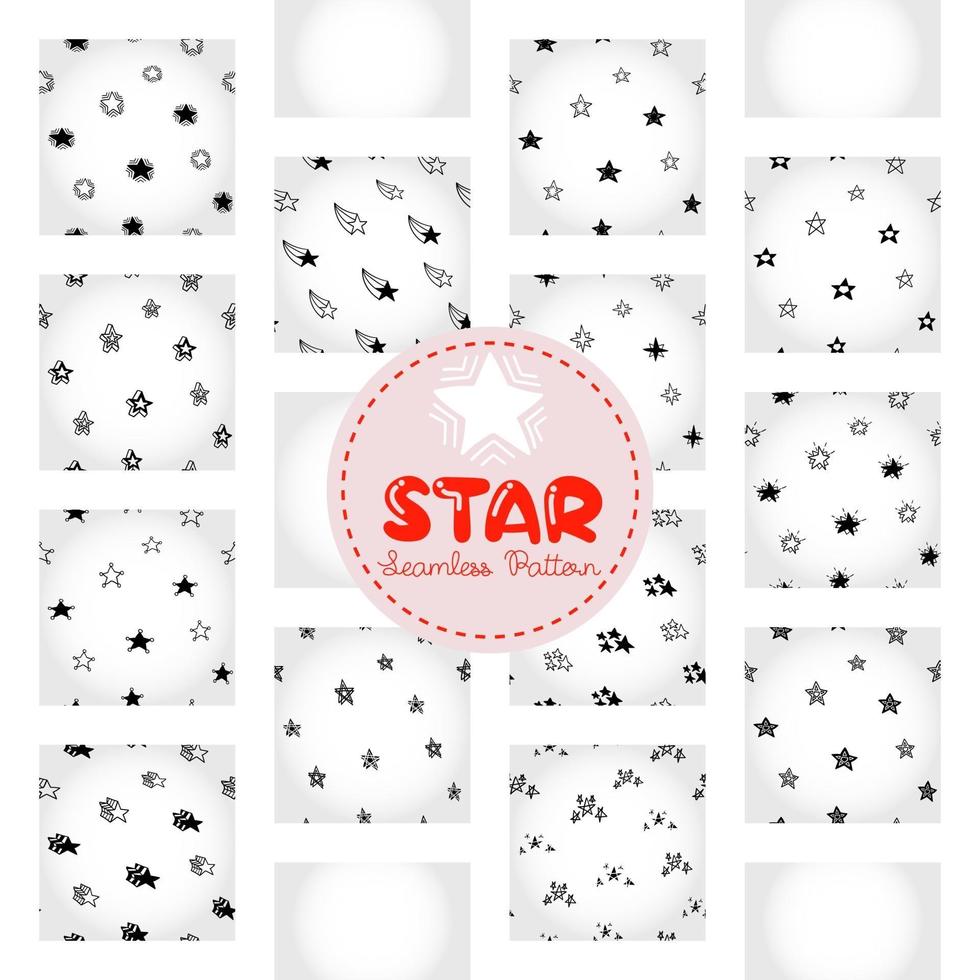 Star pattern, black and white hand-drawn astral doodle digital paper, abstract stars repeating background, the monochrome stellar vector wallpaper, cute starry decorative element