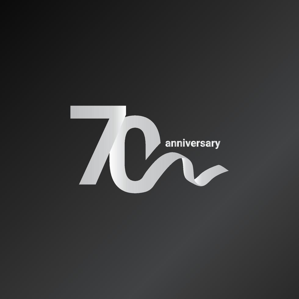 70 Years Anniversary Celebration White Ribbon Vector Template Design Illustration