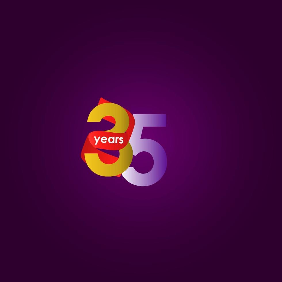 35 Years Anniversary Celebration Ribbon Vector Template Design Illustration