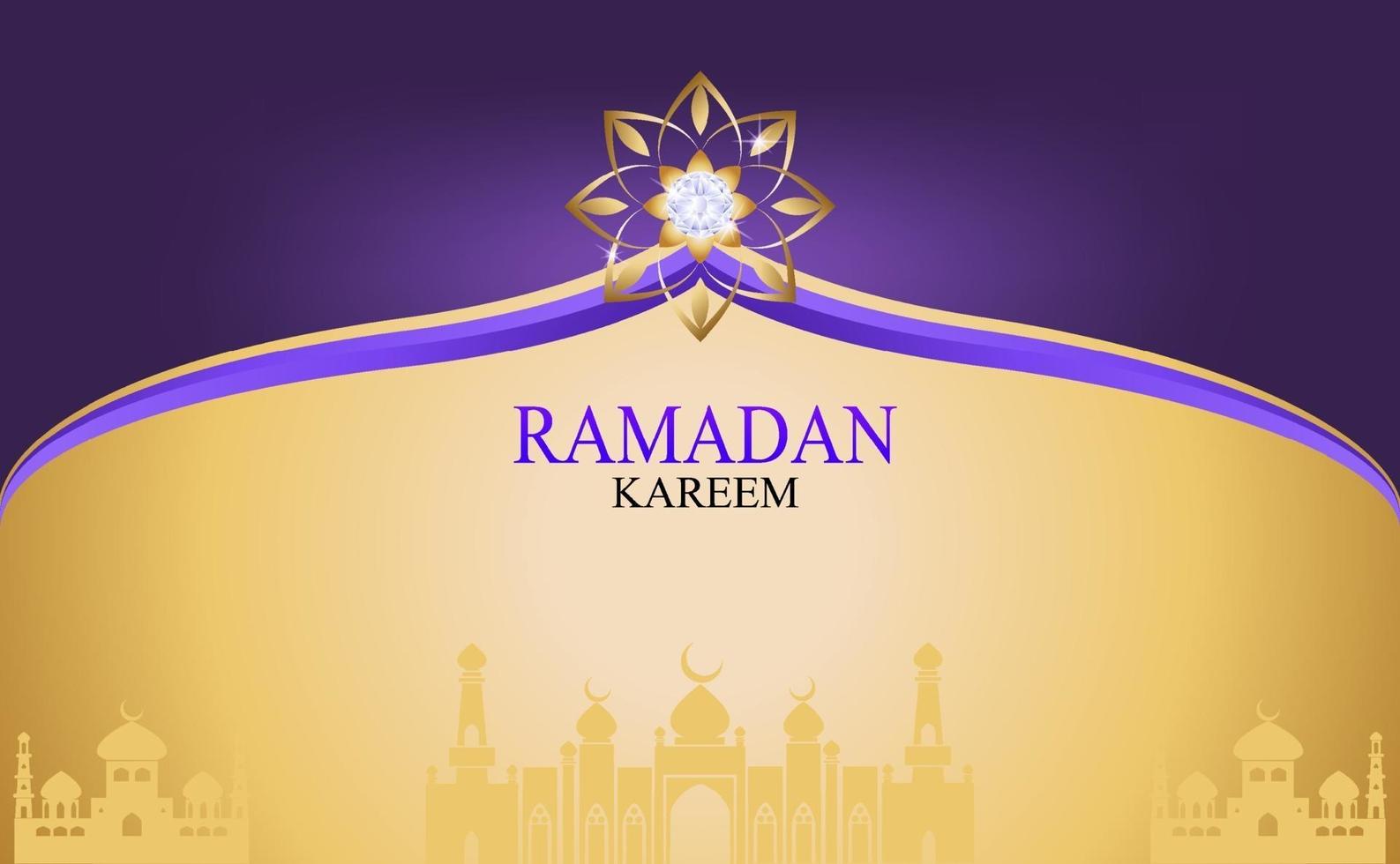 Gold Ramadan Kareem Vector for Wishing for Islamic festival.