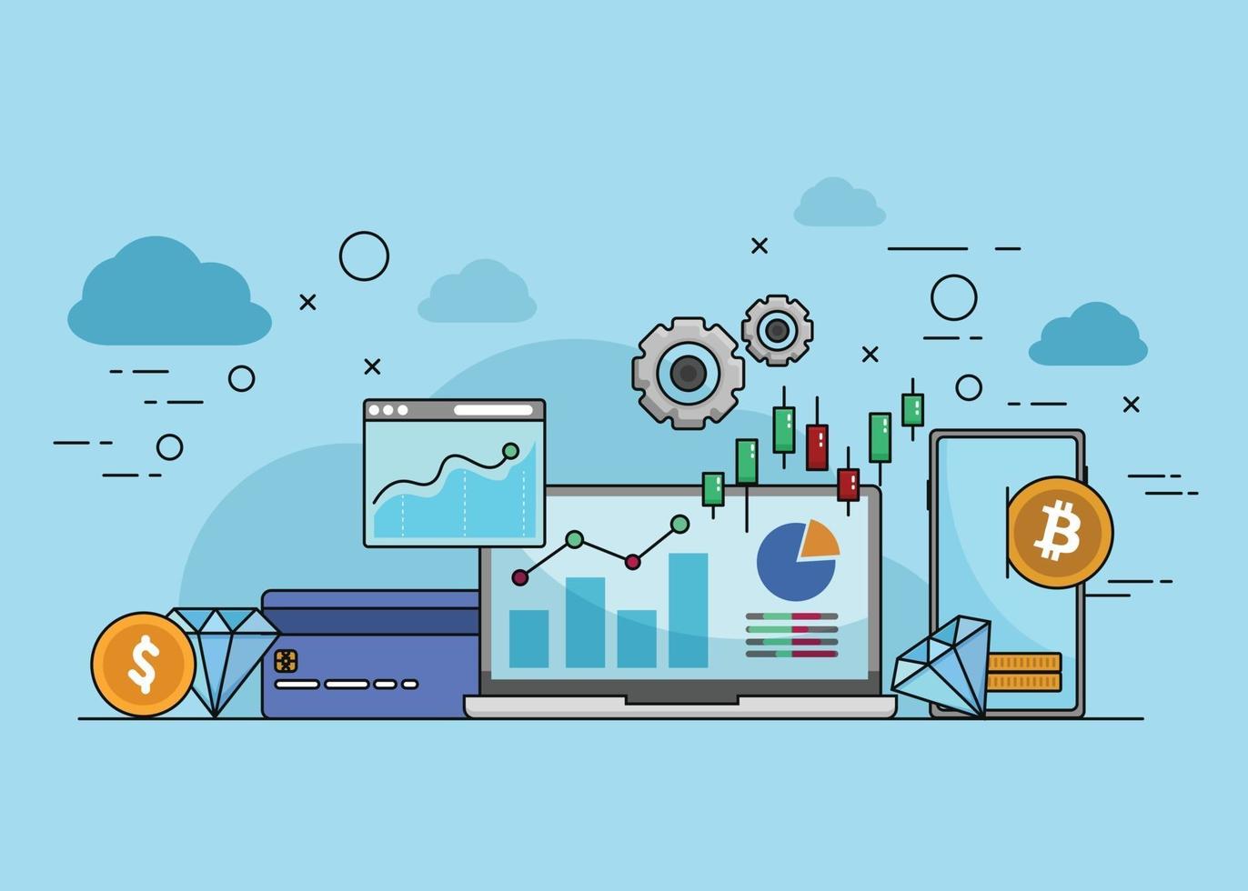 Gráfico de información de inversión de negocios financieros de fintech. vector