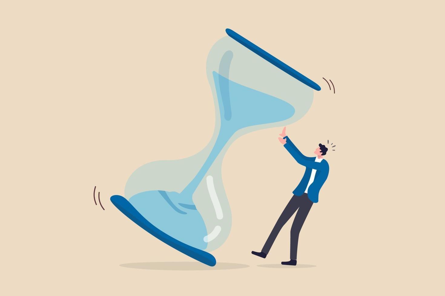 businessman trying to stop hourglass vector