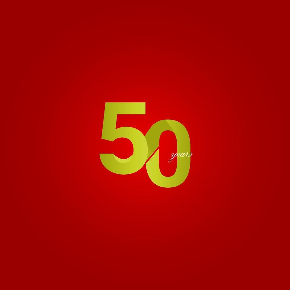 Ilustración de diseño de plantilla de vector de número de línea amarilla de celebración de aniversario de 50 años