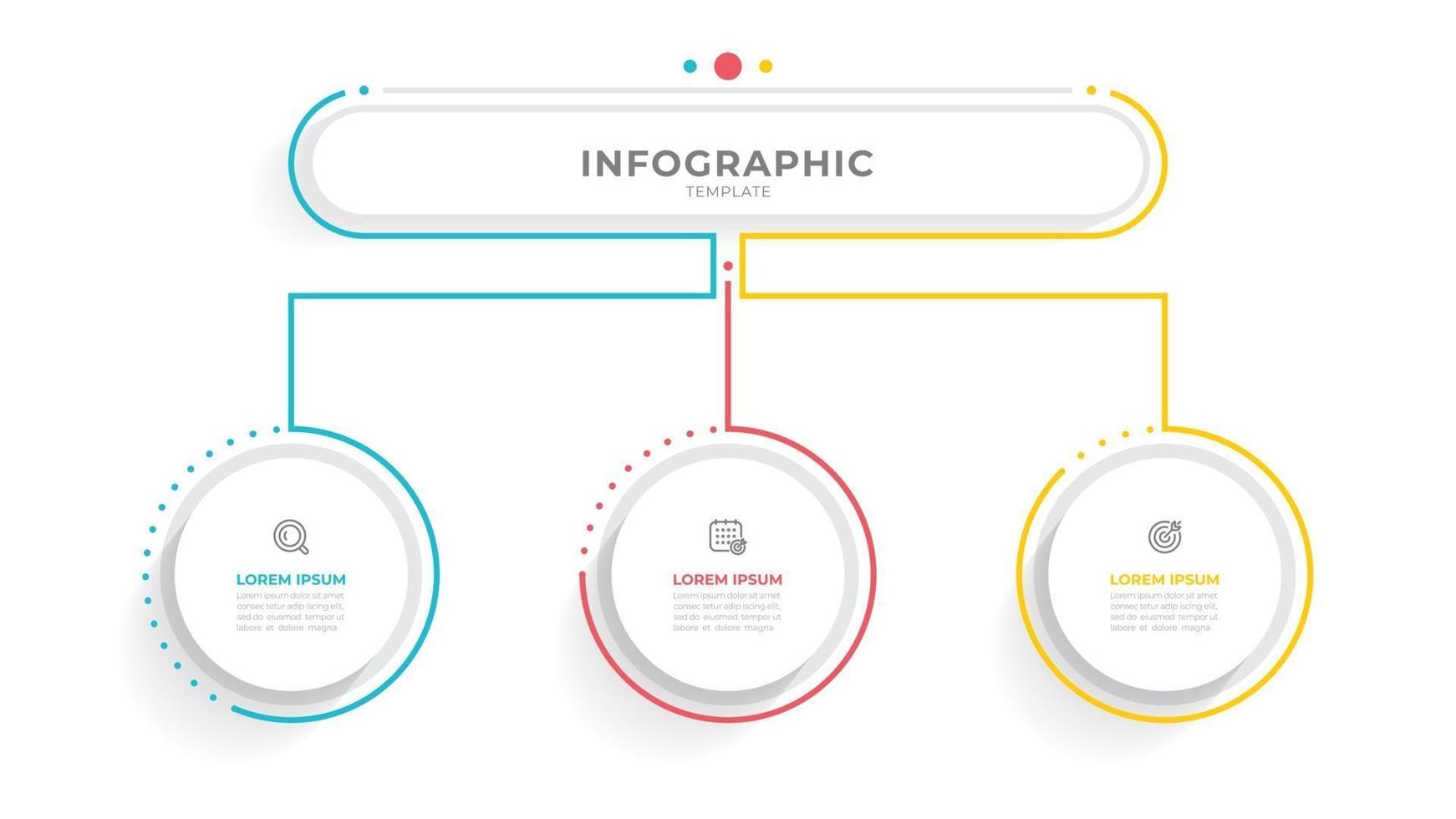 plantilla gráfica de información empresarial vectorial con 3 opciones o pasos. vector