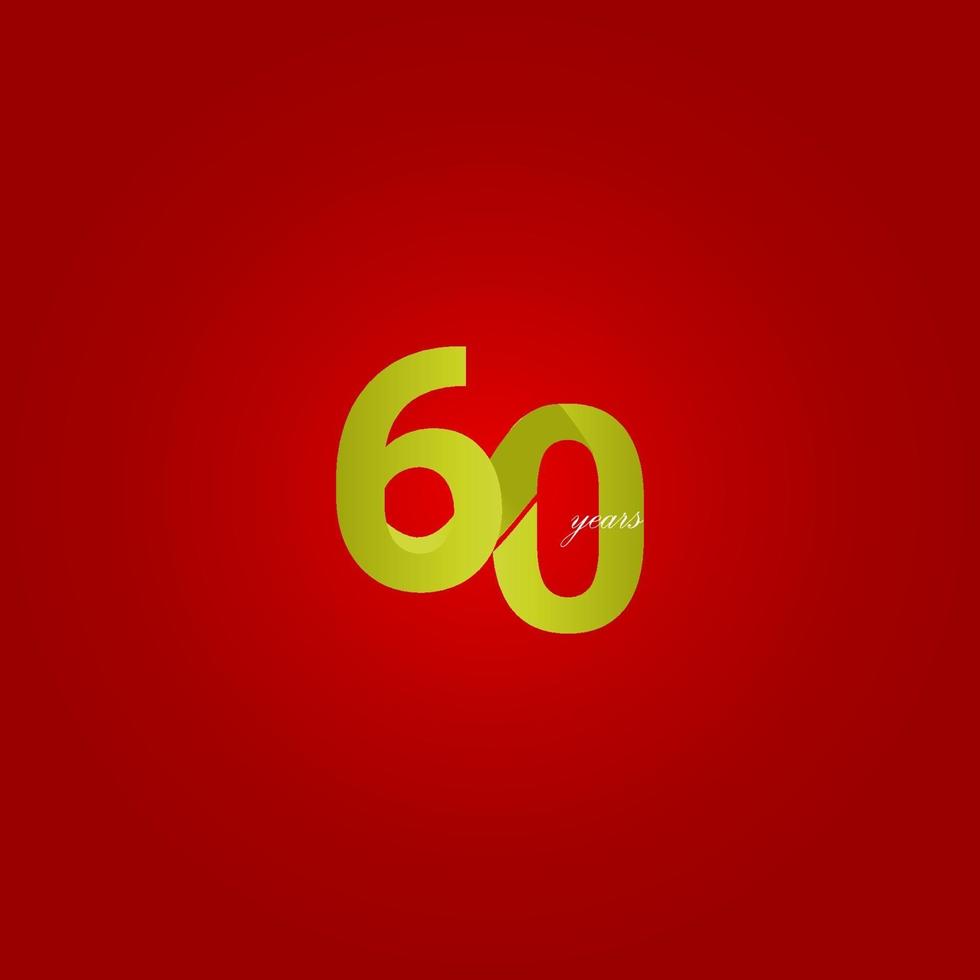 Ilustración de diseño de plantilla de vector de número de línea amarilla de celebración de aniversario de 60 años