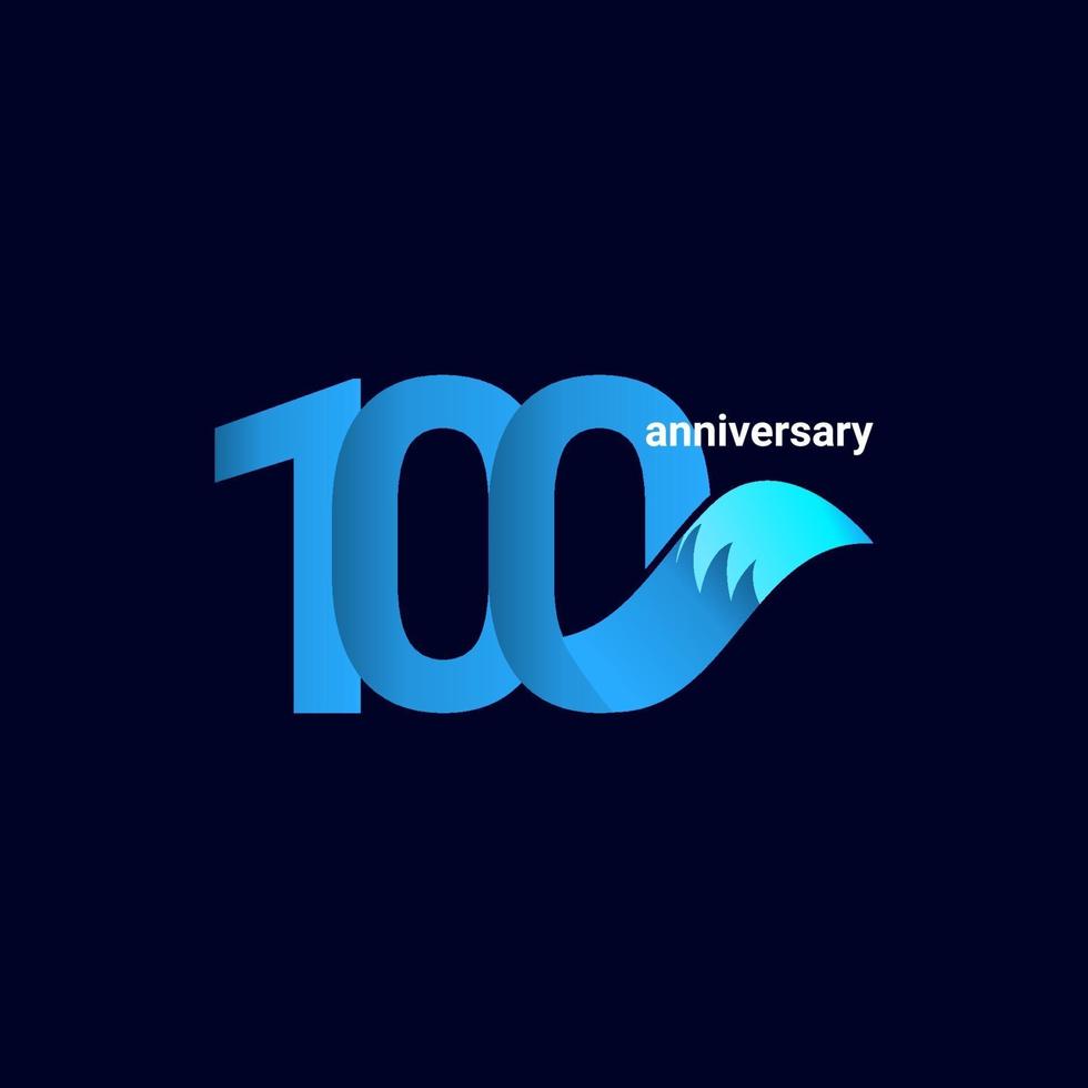 Ilustración de diseño de plantilla de vector de modelo de zorro azul de celebración de aniversario de 100 años