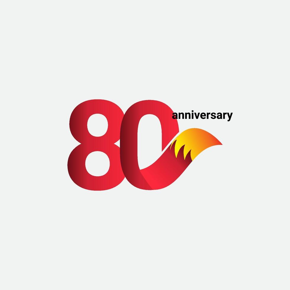 80 Years Anniversary Celebration Fox Model Vector Template Design Illustration