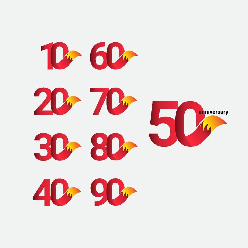 50 Years Anniversary Celebration Fox Model Vector Template Design Illustration