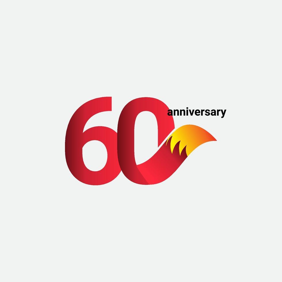 60 Years Anniversary Celebration Fox Model Vector Template Design Illustration