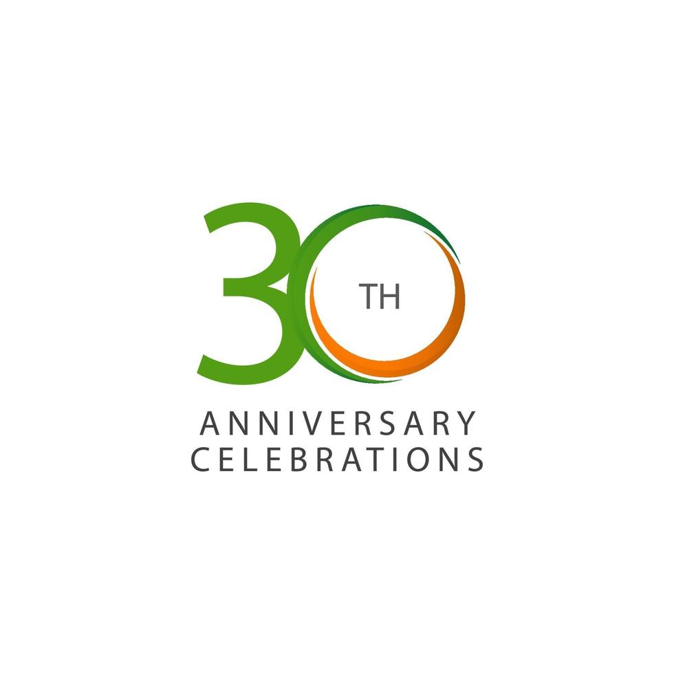 Ilustración de diseño de plantilla de vector retro de celebración de 30 aniversario