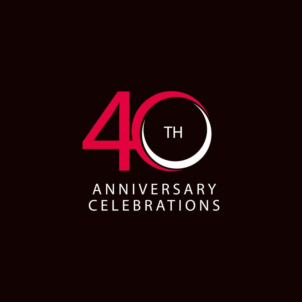 40 Th Anniversary Celebration Retro Vector Template Design Illustration