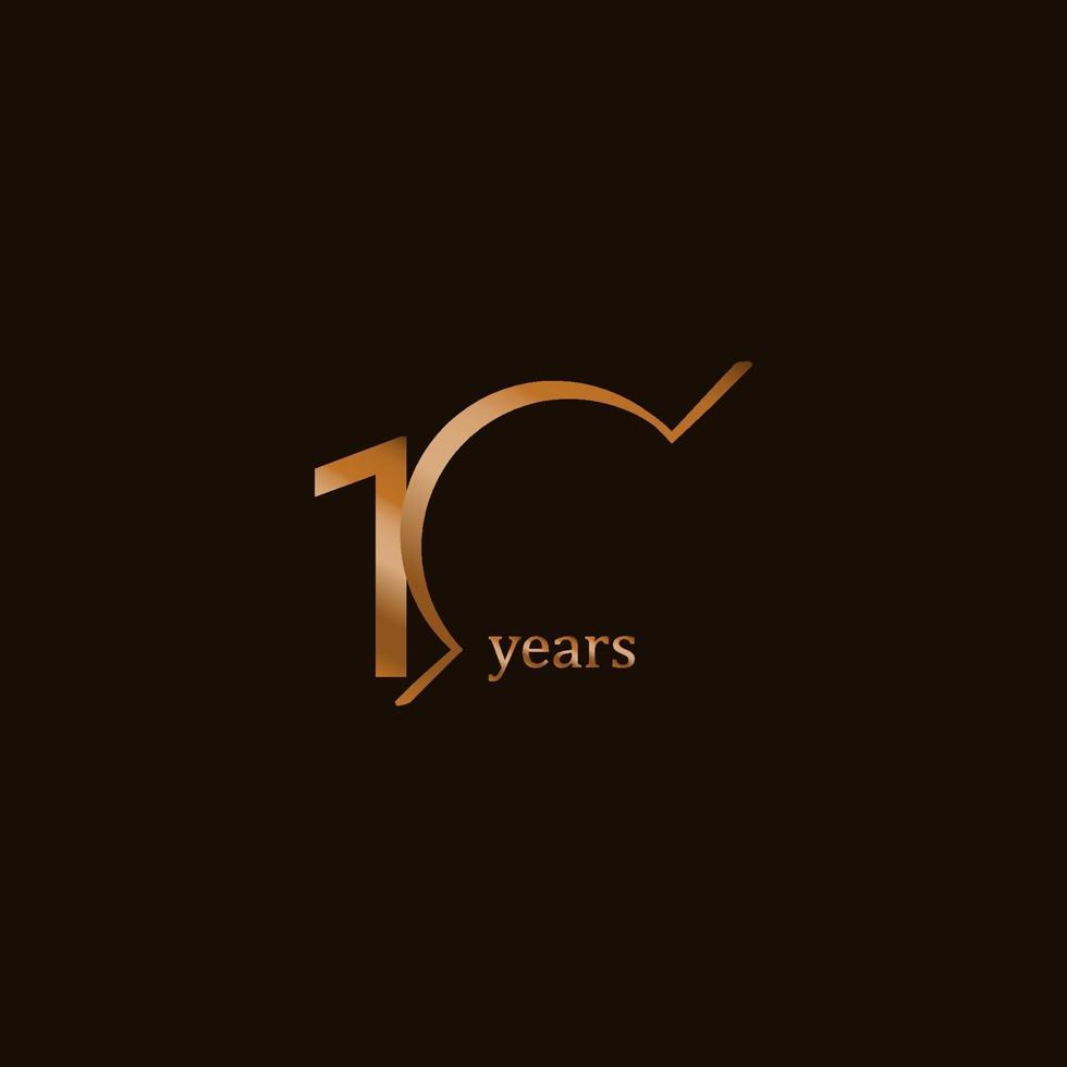 10 Years Anniversary Celebration Brown Line Vector Template Design Illustration