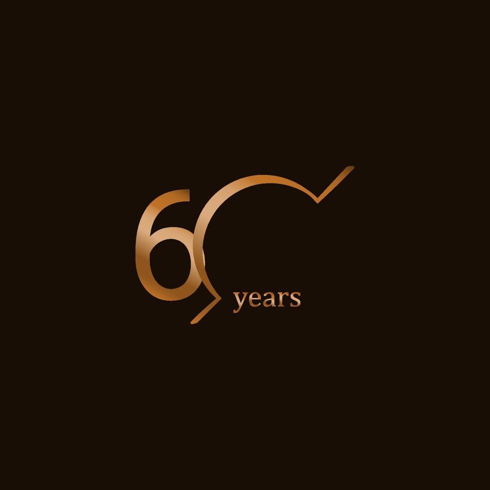 60 Years Anniversary Celebration Brown Line Vector Template Design Illustration