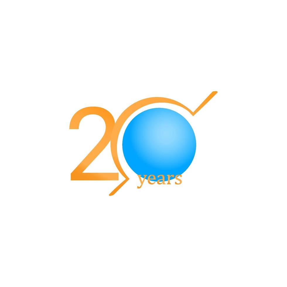 Ilustración de diseño de plantilla de vector naranja de círculo de celebración de aniversario de 20 años