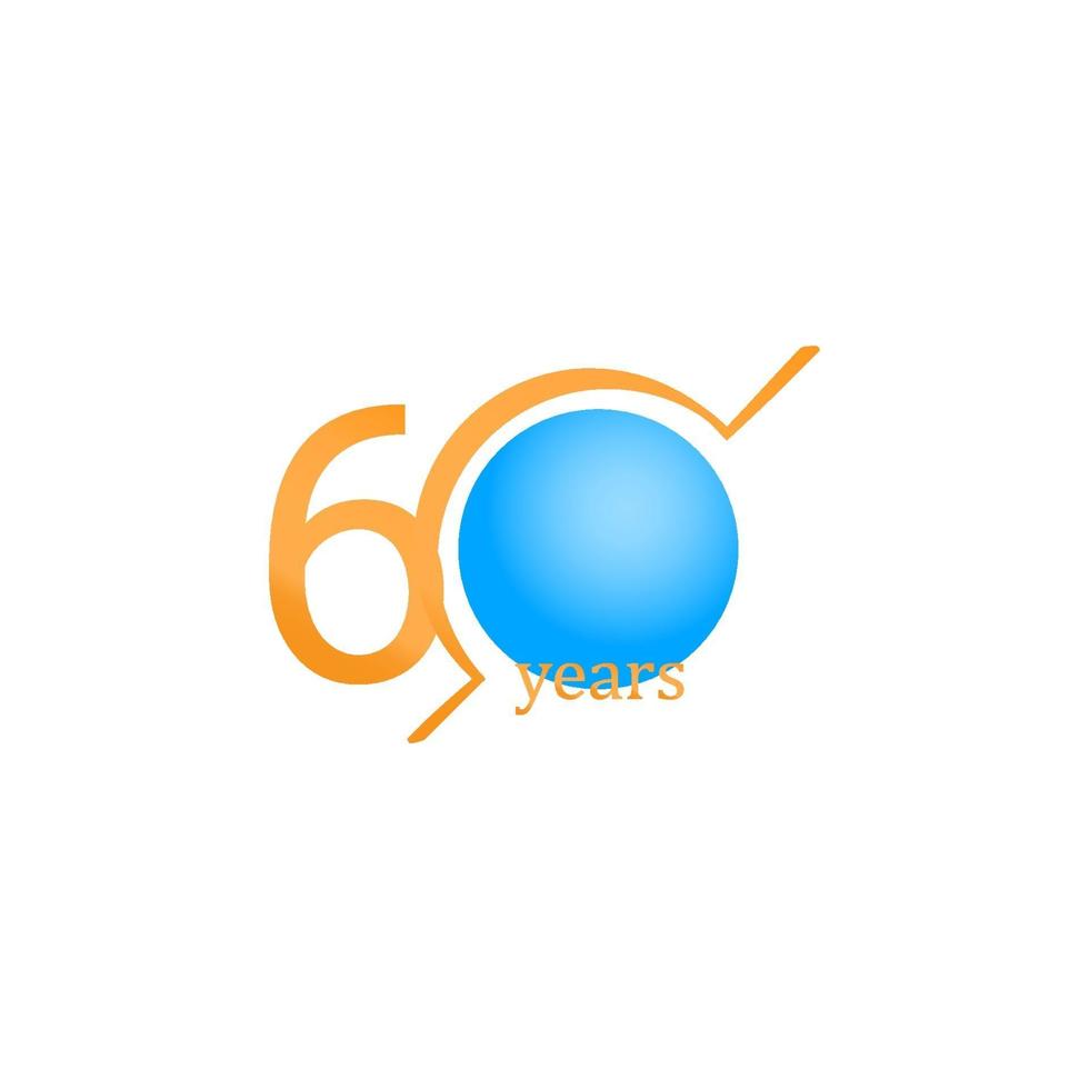 60 Years Anniversary Celebration Circle Orange Vector Template Design Illustration