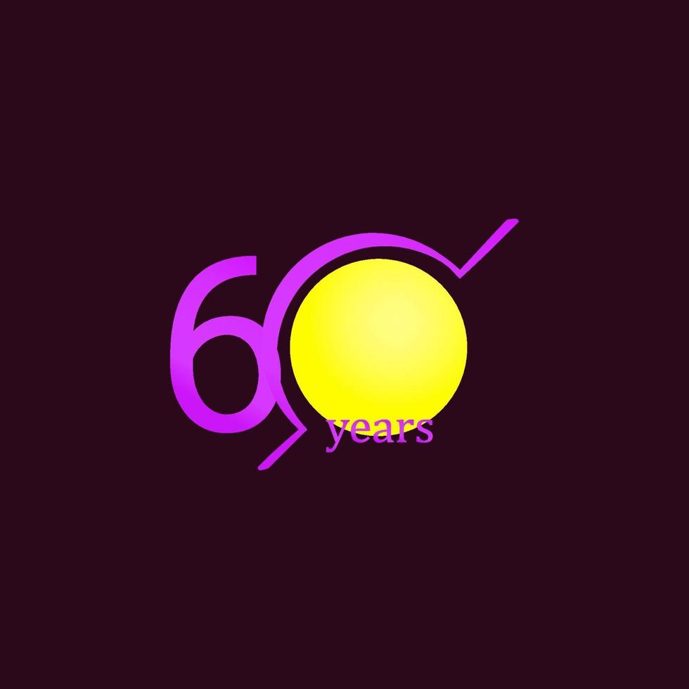 Ilustración de diseño de plantilla de vector púrpura de círculo de celebración de aniversario de 60 años