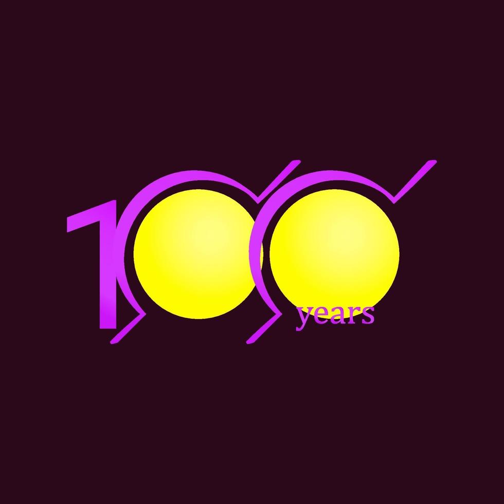 Ilustración de diseño de plantilla de vector púrpura de círculo de celebración de aniversario de 100 años
