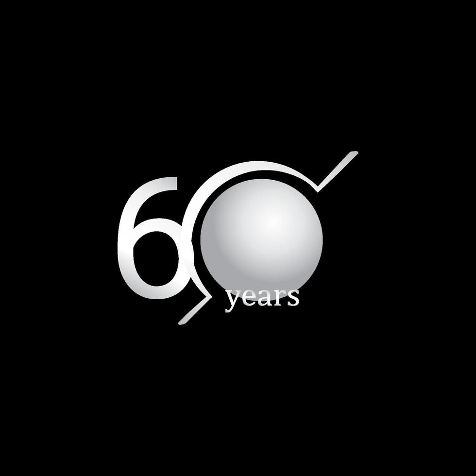 Ilustración de diseño de plantilla de vector blanco de círculo de celebración de aniversario de 60 años