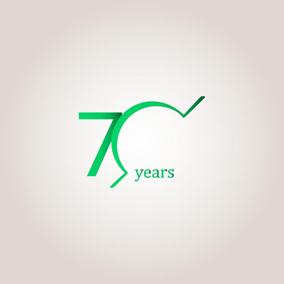 Ilustración de diseño de plantilla de vector de línea verde de celebración de aniversario de 70 años