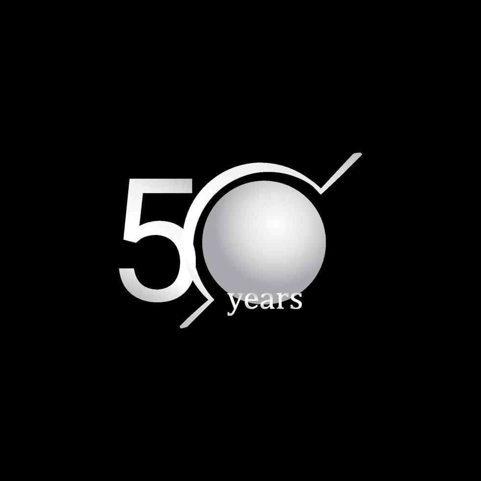 Ilustración de diseño de plantilla de vector blanco de círculo de celebración de aniversario de 50 años
