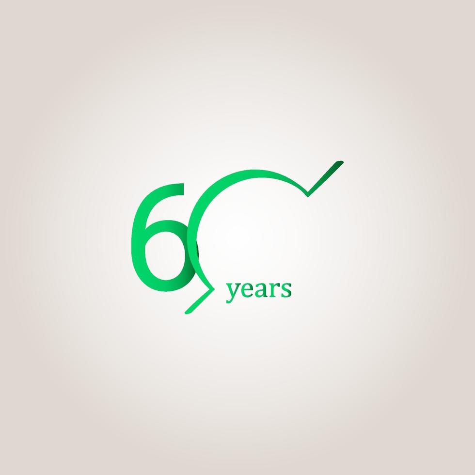 60 Years Anniversary Celebration Green Line Vector Template Design Illustration