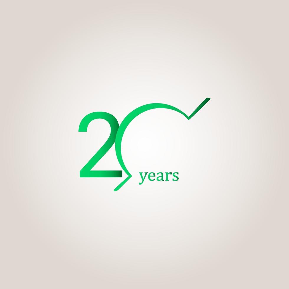 20 Years Anniversary Celebration Green Line Vector Template Design Illustration