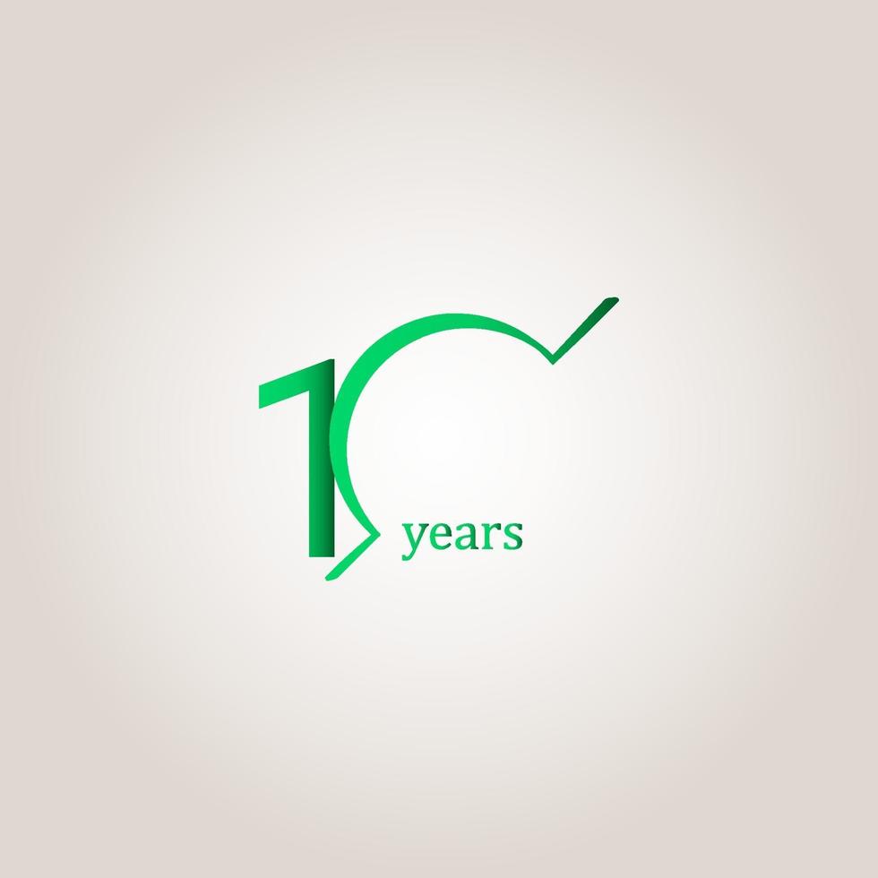 10 Years Anniversary Celebration Green Line Vector Template Design Illustration