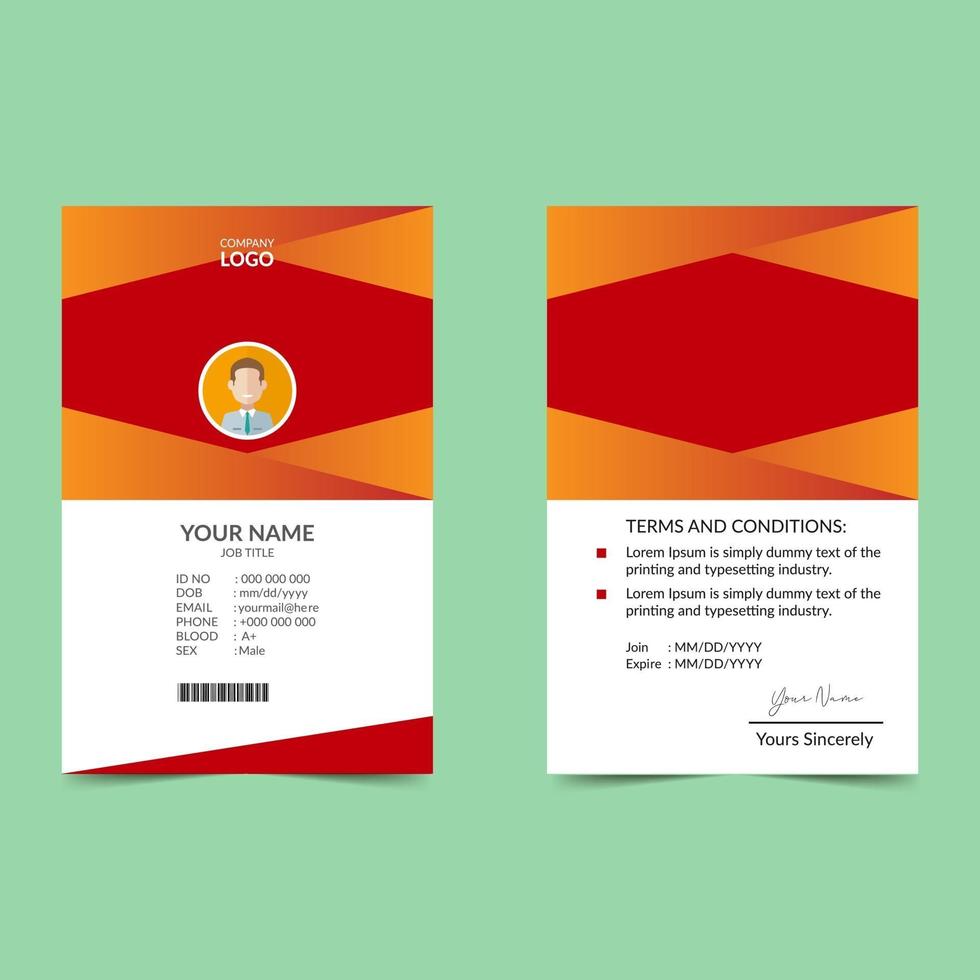 Red  Elegant ID Card Design Template vector