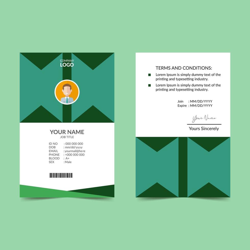 Green Elegant ID Card Design Template vector