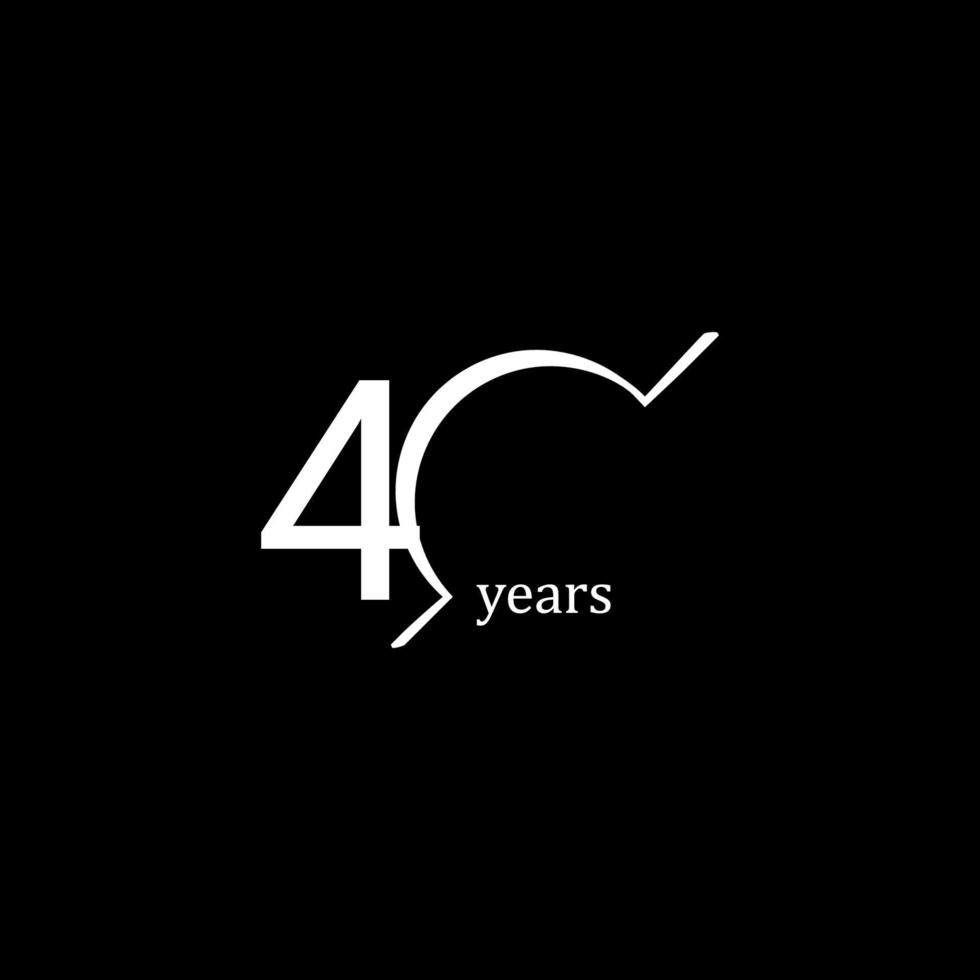 40 Years Anniversary Celebration White Line Vector Template Design Illustration