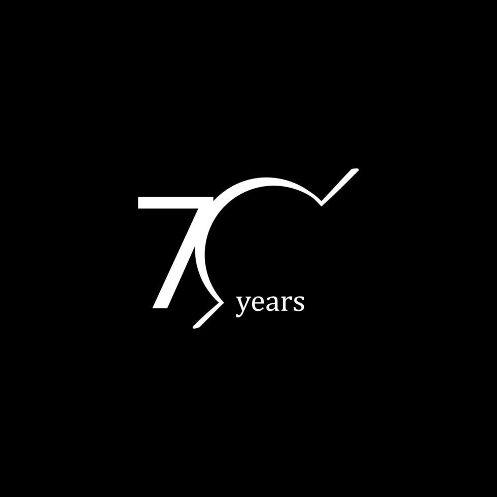 70 Years Anniversary Celebration White Line Vector Template Design Illustration