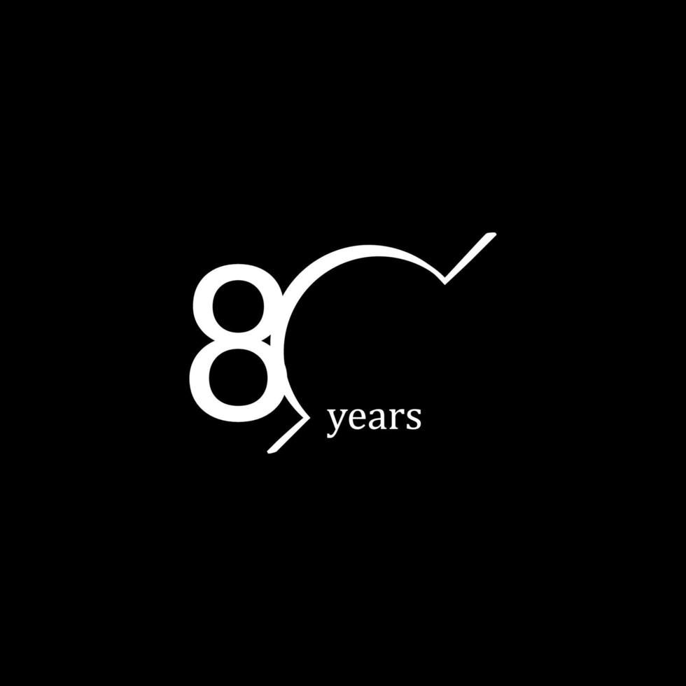 80 Years Anniversary Celebration White Line Vector Template Design Illustration